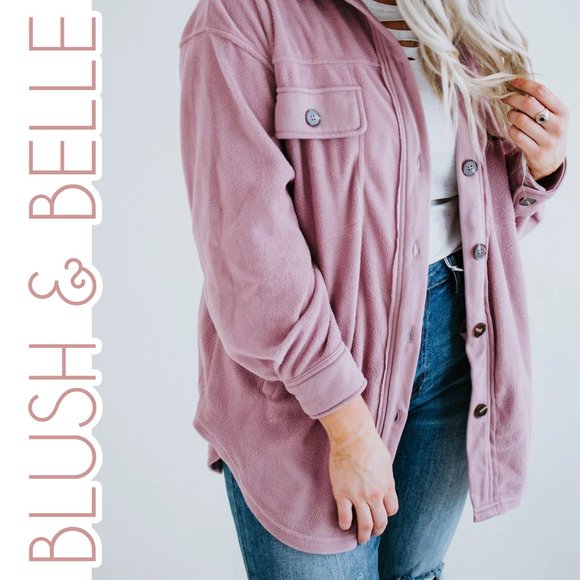 ASTORIA Mauve Soft Fleece Shacket w/ Pockets - Picture 2 of 11